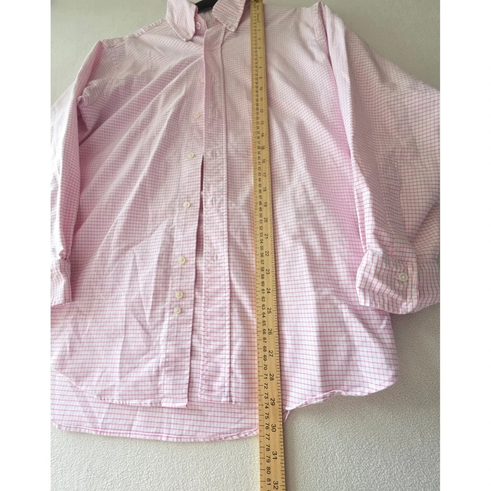 Brooks Brothers Makers Regent Pink Check Button Down Shirt Mens 15.5 32 USA